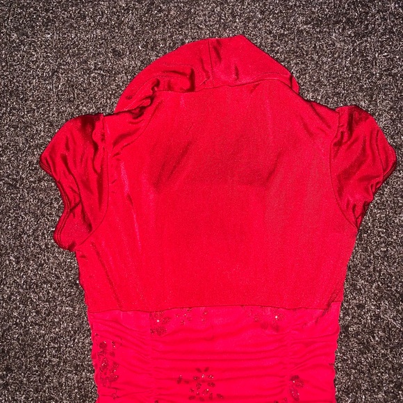 BCXGirl fancy red dress with glittery designs on - Picture 6 of 7